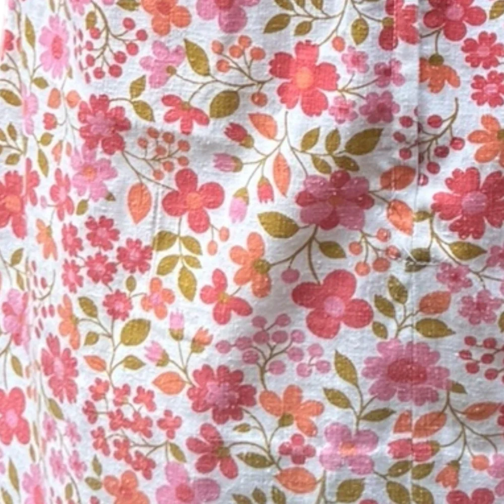 Vintage 60s Floral Tunic Top Mod Sleeveless Pink Cottagecore Boho M 8 10 Flowers - Picture 7 of 11